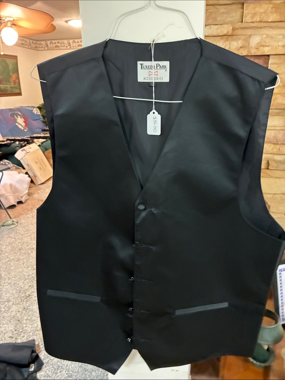 Men's Black Satin Dress Vest